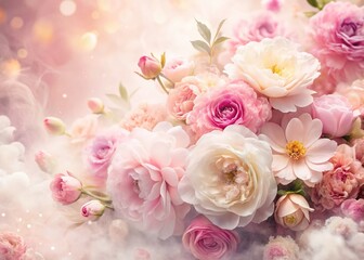 Dreamy Pink & White Floral Mist: Luxurious 4K Animated Landscape Background