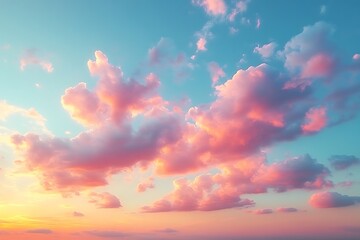 Pink and blue sunset cloudscape.