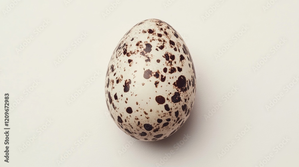Aufkleber Peeled quail egg with unique speckled pattern isolated on light background for culinary or educational use