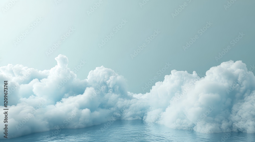 Aufkleber Serene Blue Nature Background with White Clouds and Open Space for Product Display or Close Up Showcase
