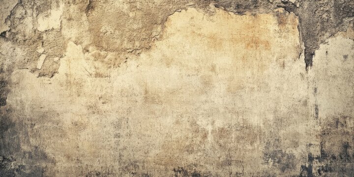 Vintage cracked wall texture in warm beige and gray tones, suitable for backdrops or inspirational quotes, with a weathered rustic appearance.