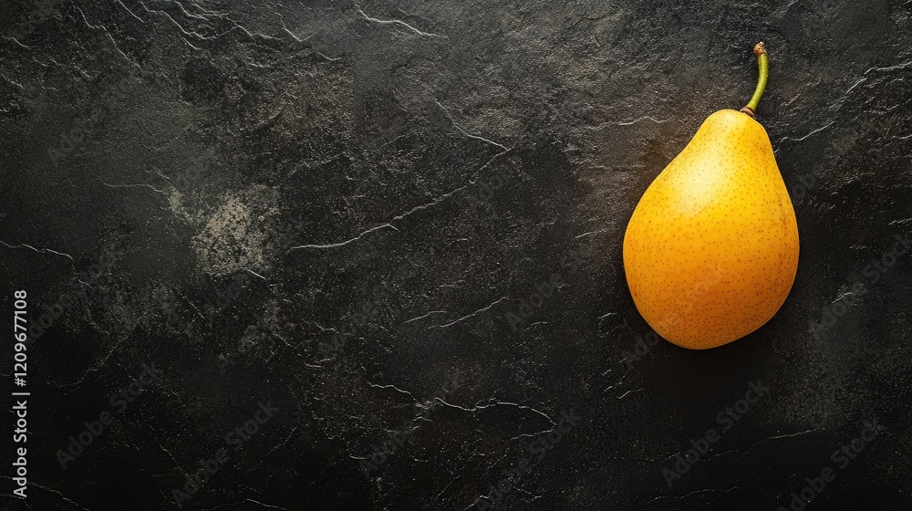 Aufkleber Single ripe mango placed on a textured dark surface creating a striking contrast in color and composition for culinary or lifestyle visuals.