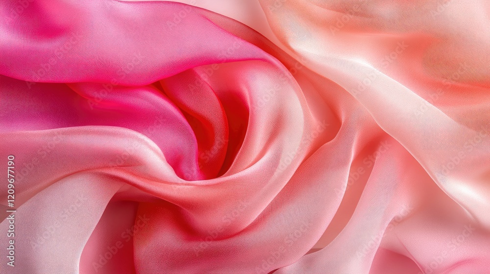 Poster Flowing pink and rose silk fabric folds creating a soft and elegant abstract background for design and presentation uses