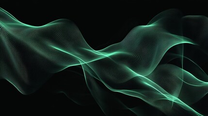 Obraz premium Abstract green gradient wave pattern, smooth and flowing, modern minimalist design, vibrant and clean, high resolution