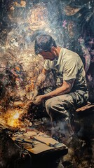 The Artist at Work: A Moment of Creative Passion