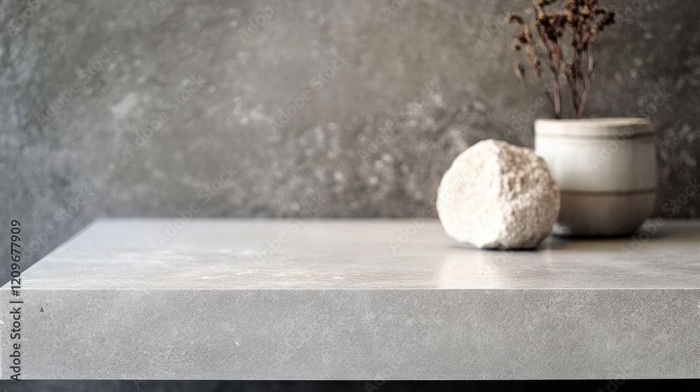 Aufkleber Minimalist Product Display Surface with Natural Elements and Textured Background for Elegant Showcasing Ideas