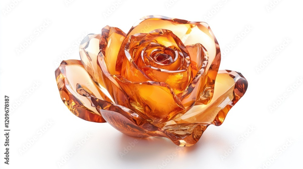 Poster orange rose sculpture artfully crafted on a clean white background highlighting intricate details an