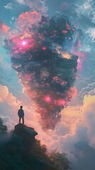 Fototapeta premium Surreal City in the Clouds: A Dreamlike Landscape