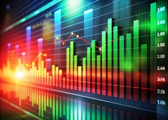 Dynamic Bar Chart: Green & Red Data Trends - High Depth of Field Stock Photo