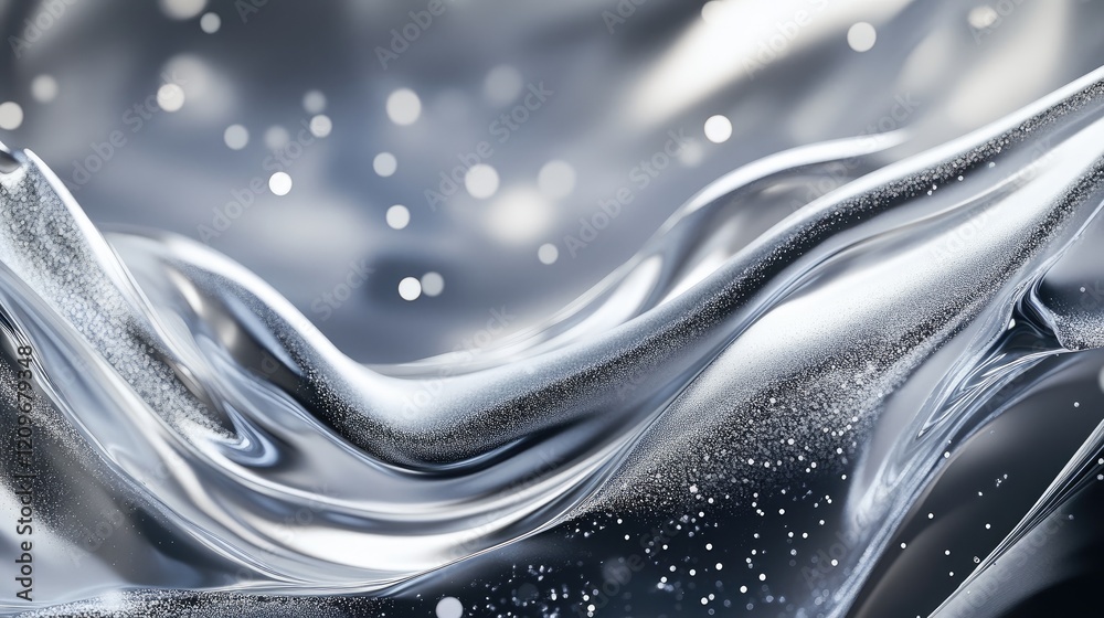 Poster silver abstract background with soft bokeh effects and flowing textures for elegant design projects