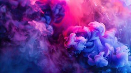 Obraz premium Abstract Swirls of Pink, Purple, and Blue Smoke Against a Dark Background, Capturing the Essence of Movement and Colorful Flow in Artistic Form