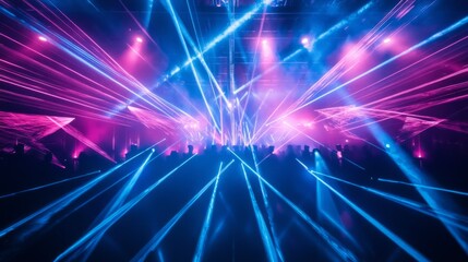 Obraz premium abstract light show with blue and pink lasers, dynamic and vibrant, futuristic and high detail