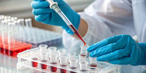 Scientists in Biotechnology Research Using Pipettes for Sample Analysis