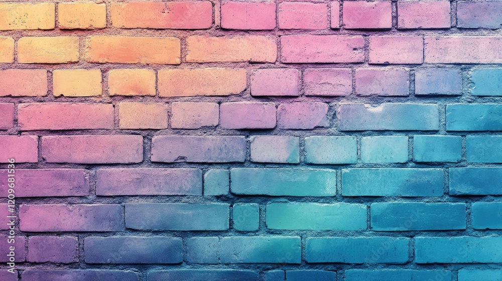 Poster colorful gradient brick wall texture background for modern design and art projects