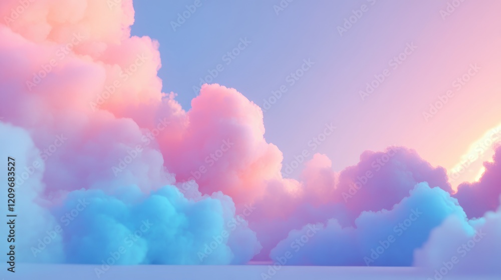 Aufkleber serene cloudscape background in pastel hues for relaxing and calm visual atmosphere