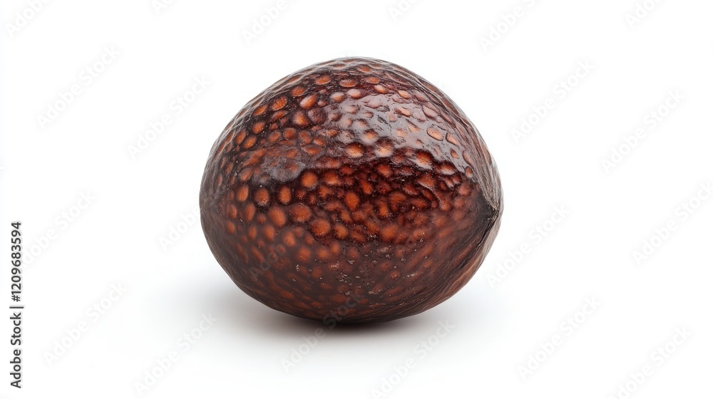 Poster single walnut in a detailed close-up on a clean white background showcasing its unique texture and n