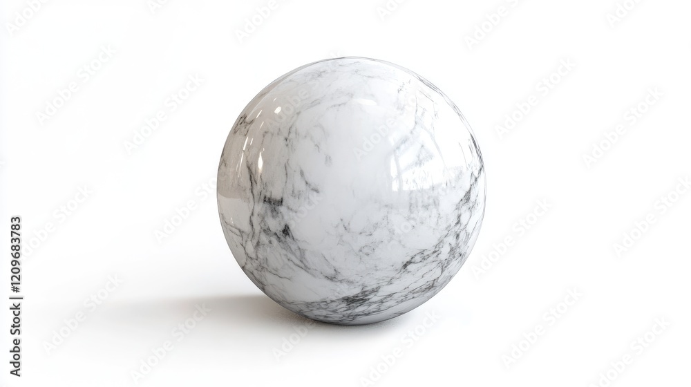Aufkleber Elegant marble sphere on a clean white background showcasing natural stone texture and design ideal for design or architecture themes.