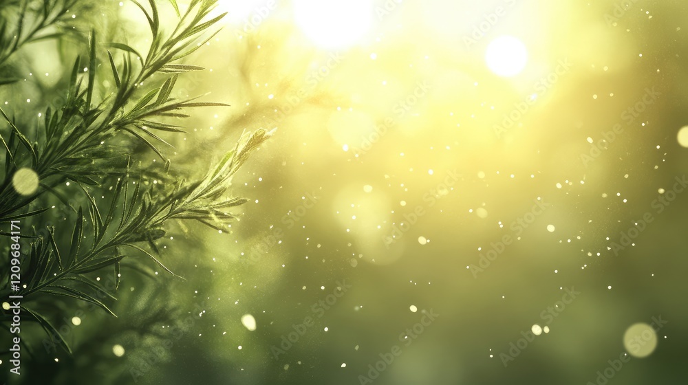 Aufkleber soft blurry vintage bokeh background with greenery and subtle light effects for a serene natural aes