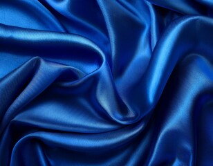 Fototapeta premium Dark blue silk satin background. Bright folds on a shiny fabric
