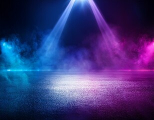 Obraz premium Dark scene colorful lights concert stage blue and purple background,