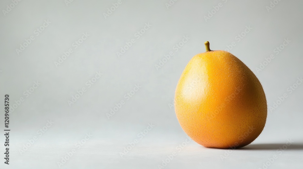 Poster single orange kiwi fruit on neutral background with ample copy space for creative design and marketi