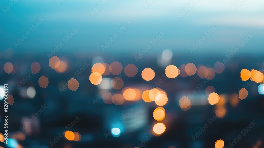 Poster soft blurred blue and orange lights with bokeh for elegant promotional graphics background