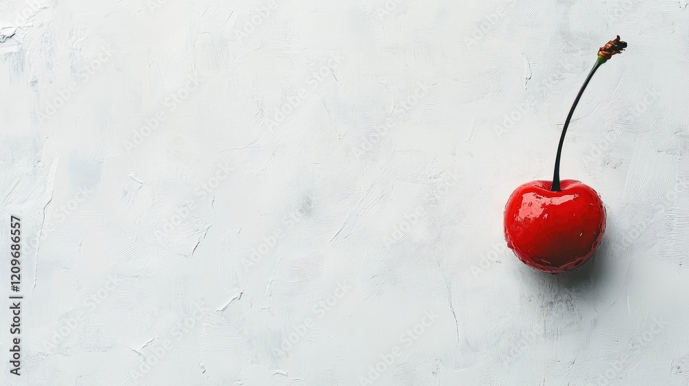 Poster isolated ripe red cherry on a textured white background showcasing simplicity and freshness in food 