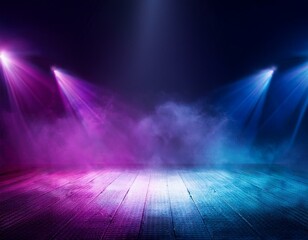 Obraz premium Dark scene colorful lights concert stage blue and purple background,