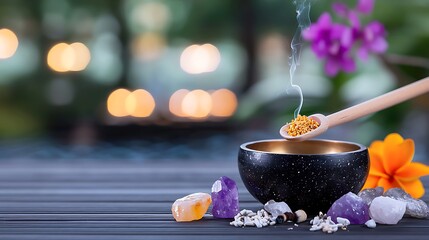 Spiritual Healing Ritual with Crystals and Singing Bowl