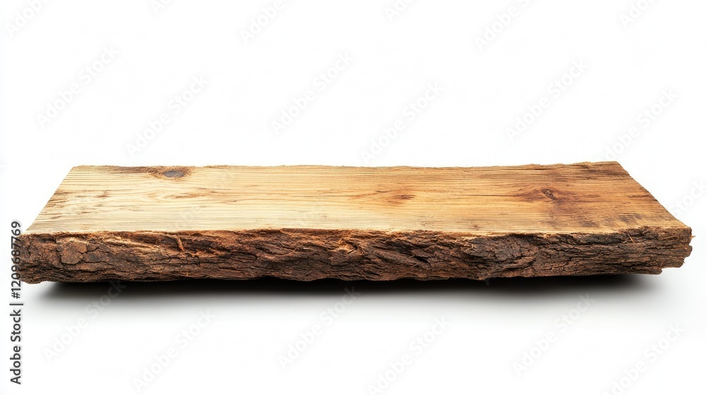 Aufkleber Natural rustic wood plank on white background perfect for display or backdrop in craft and design projects