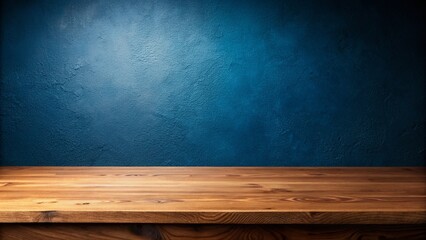 Elegant Empty Table Dark Blue Textured Wall Minimalist Product Photography Background