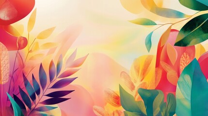 Abstract nature-inspired scene with vibrant colors and serene elements