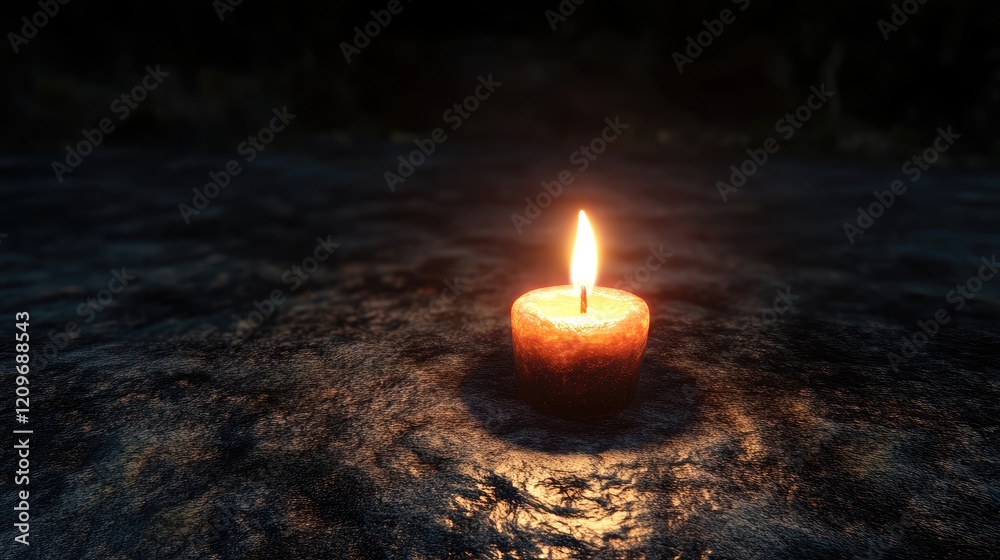 Poster candle flame illuminating dark surroundings creating a serene and tranquil atmosphere for relaxation