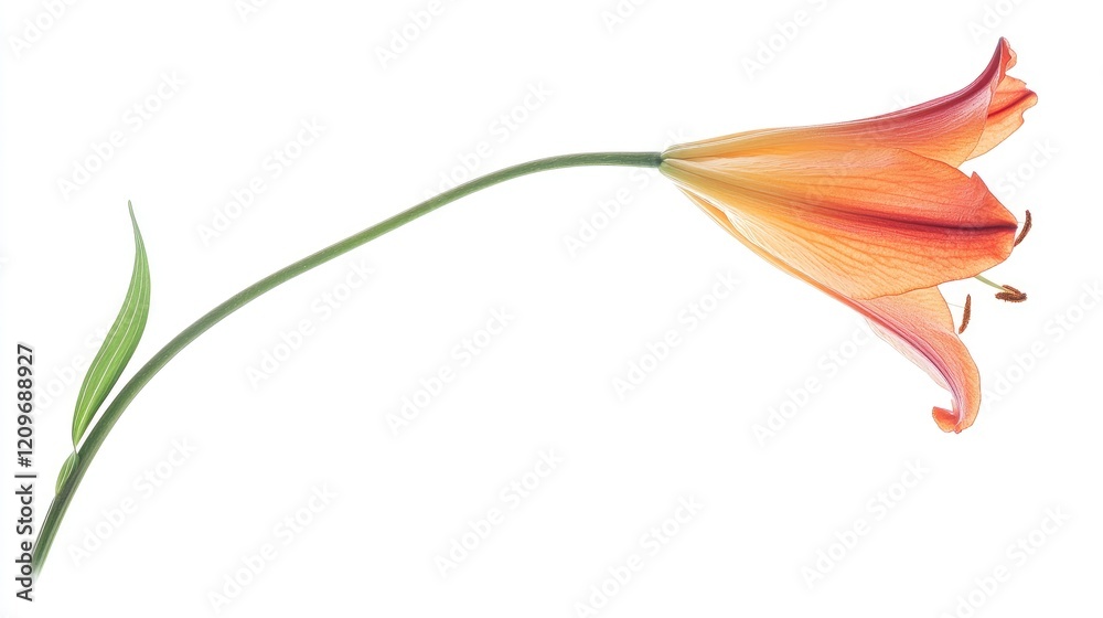Aufkleber elegant single orange lily flower side view isolated on white background showcasing delicate petals 