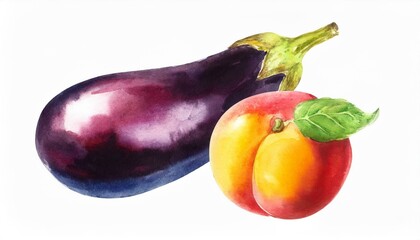 Illustration with eggplant and peach as gay erotic symbols for penis and butt, for top and bottom roles