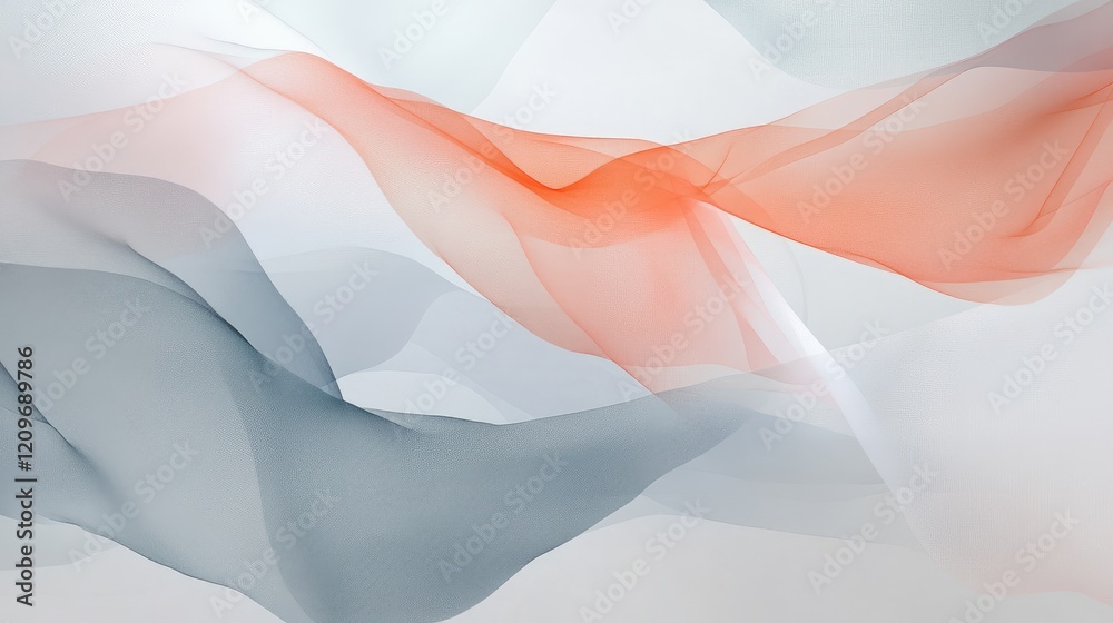 Poster soft fluid abstract waves in gray and coral tones ideal for banners postcards and artistic projects