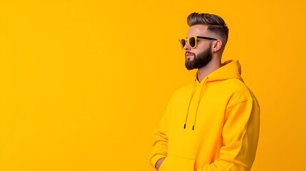 Stylish Man in Yellow Hoodie