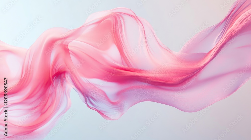 Poster Flowing Pink Wave Abstract Background Creating a Soft Dreamy Atmosphere for Creative Designs and Modern Art Projects