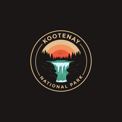 Kootenay National Park vector logo theme on dark background