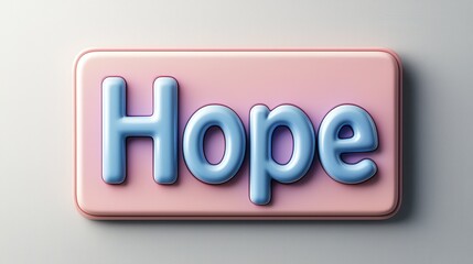 A glossy, pastel sign with the word "Hope" prominently displayed, symbolizing optimism and positivity.