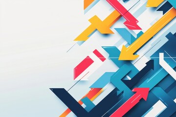 Dynamic business growth concept with arrows pointing in multiple directions modern office environment graphic design high-impact visuals for effective strategy communication