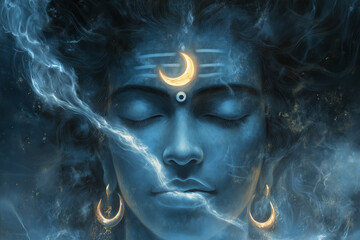 A close-up of Lord Shiva’s serene face