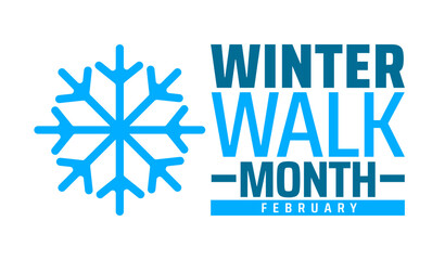 Winter Walk Month background banner or poster design template. observed every year in February. Holiday concept. Use to any Template, card, poster, placard, template.