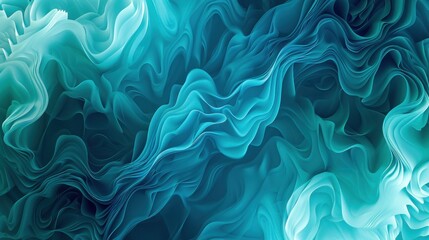 Obraz premium Abstract Fluid Waves in Turquoise and Teal Colors with Soft Curves and Smooth Texture Ideal for Backgrounds, Wallpapers, and Artistic Designs