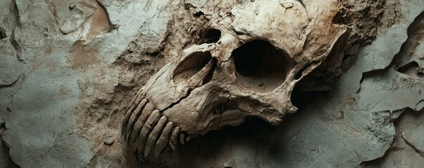 Obraz premium A close-up of an ancient, weathered fossil revealing a long-gone creature.