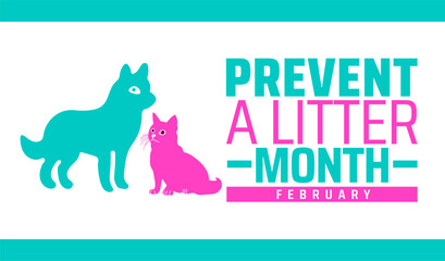 National Prevent a Litter Month background banner or poster design template. observed every year in February. Holiday concept. Use to any Template, card, poster, placard, template.