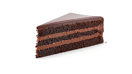 Chocolate cake with rich glaze isolated on a white background for National Chocolate Cake Day and any celebrations