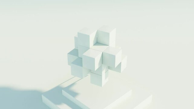 Soft Green 3D Cubes Rotating in Seamless Abstract Loop &ndash; Modern Monochrome Animation for Minimalist Backgrounds and Futuristic Motion Design