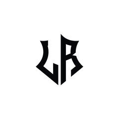 LR monogram logo design letter text name symbol monochrome logotype alphabet character simple logo