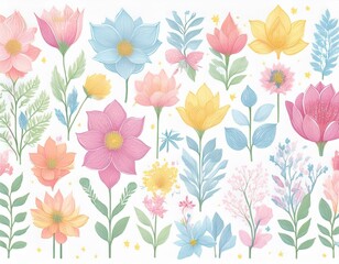 Elegant Watercolor Fairy Florals - Pastel Clipart Collection 